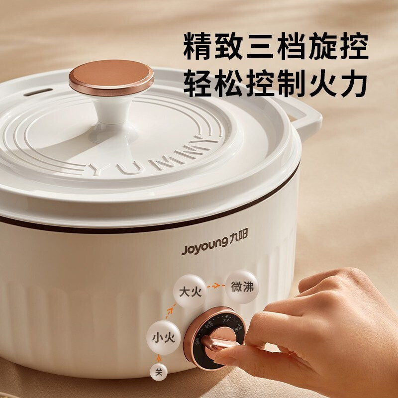 九阳(Joyoung)电火锅电蒸锅电炒锅煮锅家用多功能锅大容量电热锅宿舍小电锅料理锅 [轻奢珐琅锅]G520