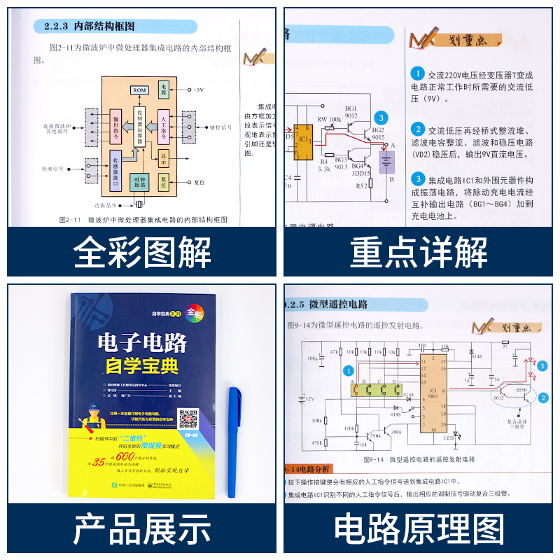 [正版]电子元器件自学宝典从入门到精通 电子元器件识别检测与维修大全 电子集成电路设计pcb电路板晶体管维修电工自学家高清大图
