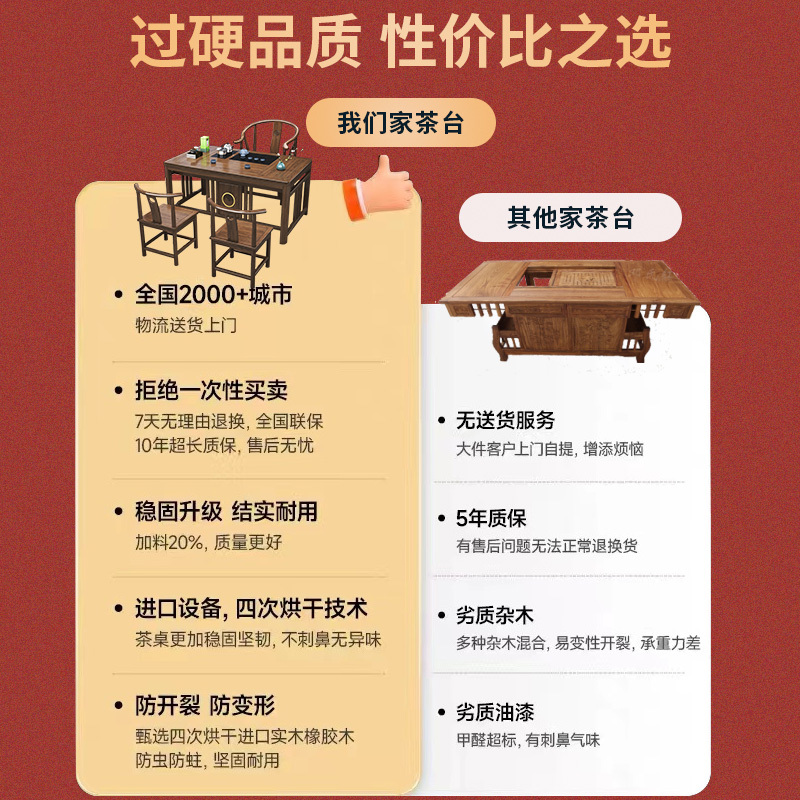 新中式阳台实木小户型茶桌椅组合客厅功夫茶几家用套装一体泡茶台
