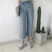 复边裤宽松阔裤显仔裤蓝