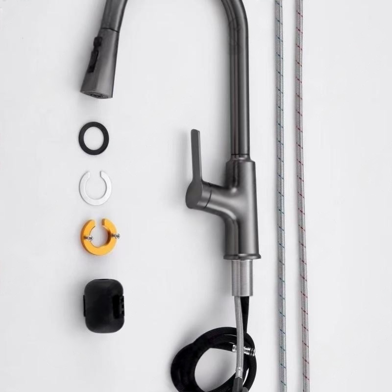 南方卫通 抽拉菜盆冷热龙头 枪灰104A长四方 / 个高清大图