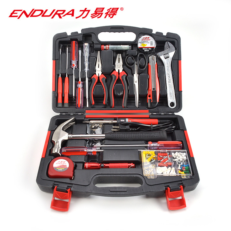 力易得(ENDURA) 20件套家用工具组套 维修组套 手动工具组套五金工具箱 货号E1105高清大图