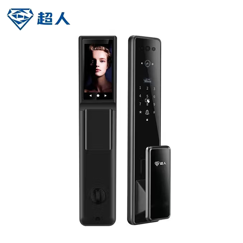 超人Q5-RM全自动指纹锁家用防盗门电子锁可视猫眼人脸识别密码锁 喷塑灰 套