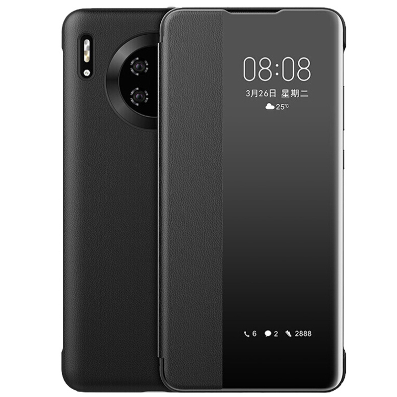 送充电器]溪特 华为mate30pro手机壳原装翻盖式接听电话皮质保护壳6.39英寸)抗爆防摔保护套商务视窗智能休眠皮套