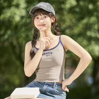 唐狮2024夏季新款吊带背心女白色美式高级打底内搭美背小上衣外穿_07436 M 深黄灰