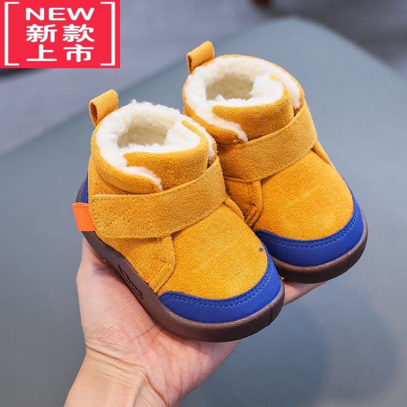 可莉允冬季加绒学步鞋男童软底防滑女宝宝棉鞋1一2-3岁小童靴子婴儿加厚图片
