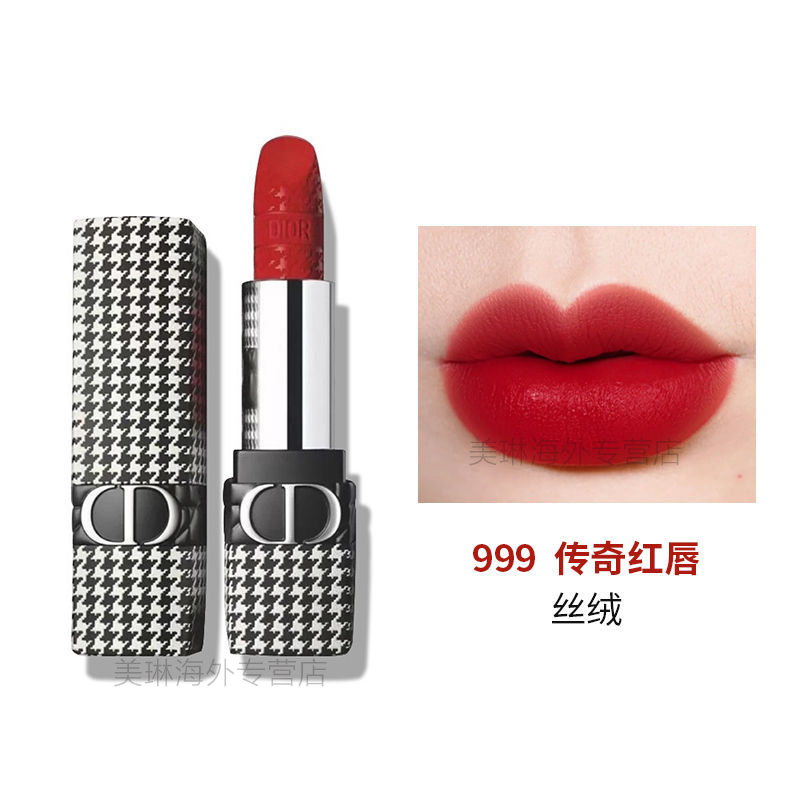 新风貌限量版千鸟格纹口红 999传奇红唇 丝绒