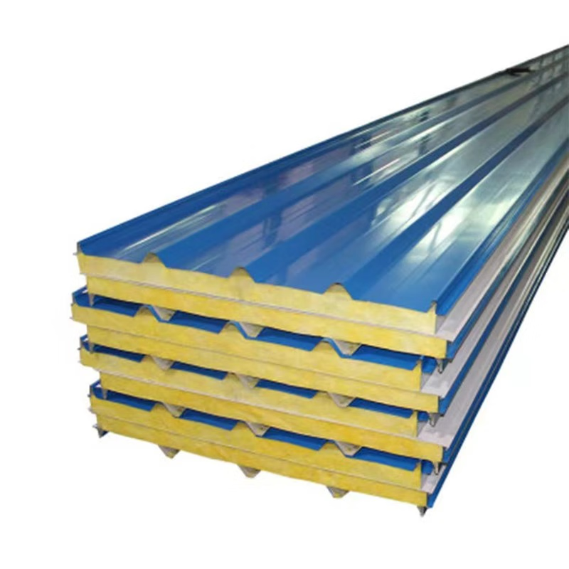 中锦科技 彩钢板 岩棉夹心板 隔热板 顶板(厚度100mm)平方米高清大图