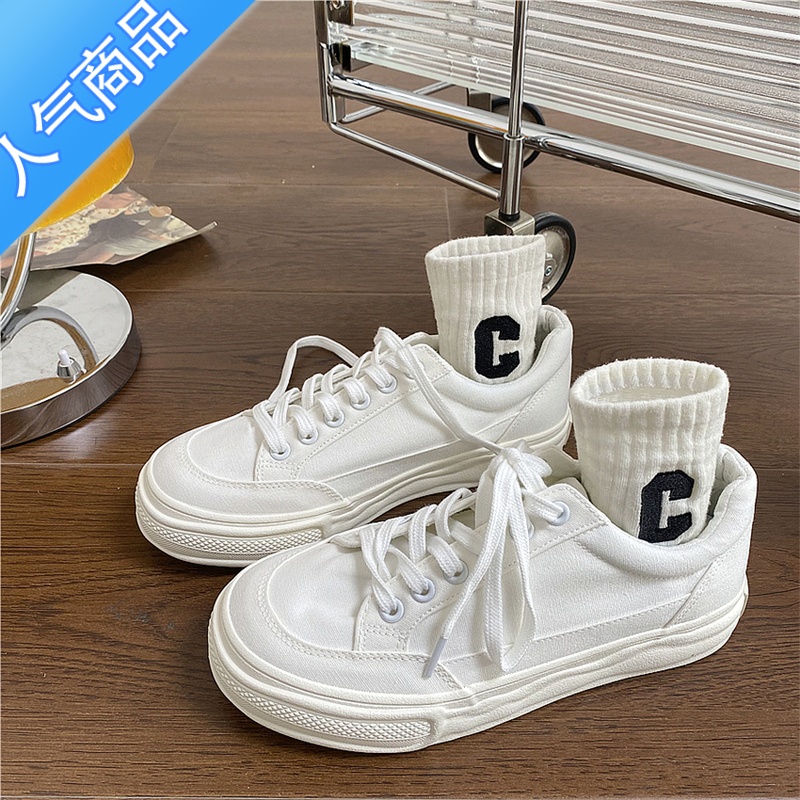 SUNTEK易少年 日系小白鞋女ins超火学生百搭帆布鞋2023春季新新款运动鞋高清大图