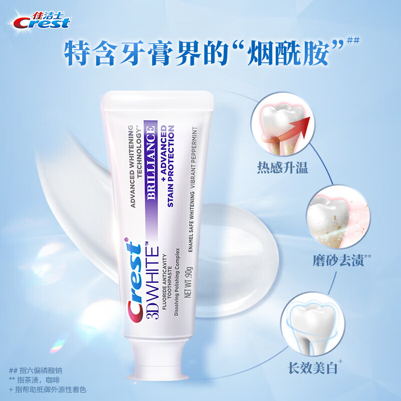 佳洁士 3D钻亮炫白牙膏(热感美白)90g高清大图