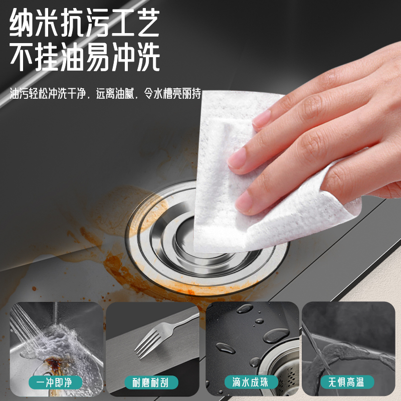 厨房不锈钢水槽单槽手工加厚台下盆洗菜池家用纳米黑色大单盆高清大图