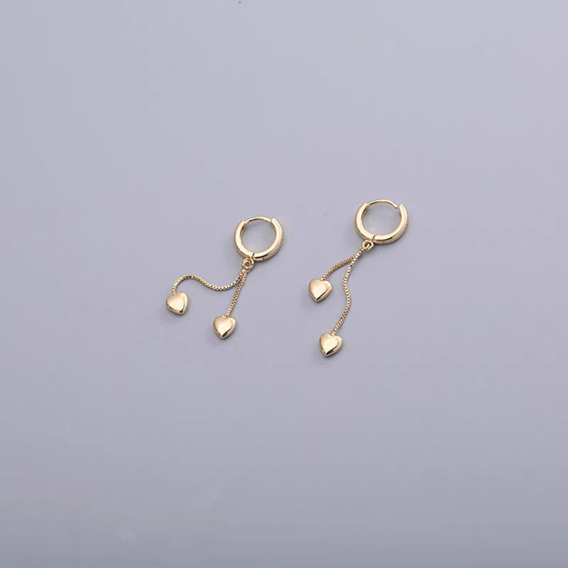 s925银针爱心流苏耳圈女轻奢简约心形耳扣耳环气质高级显脸瘦耳饰送女朋友老婆情人节七夕生日礼物