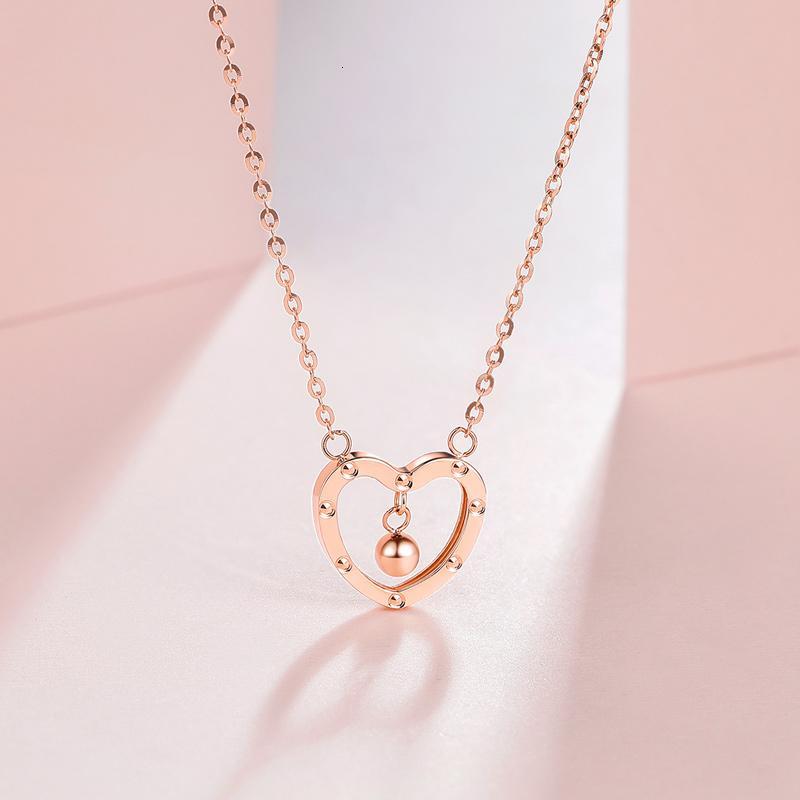 周六福18k金项链女多彩au750彩金玫瑰金爱心小圆珠细手链子锁骨链ki