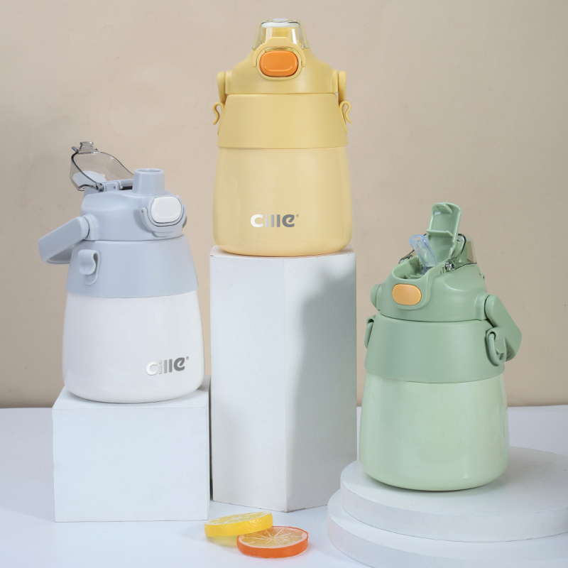 希乐Cille双饮大肚保温杯女士高颜值大容量水杯儿童学生吸管水杯户外便携杯高清大图