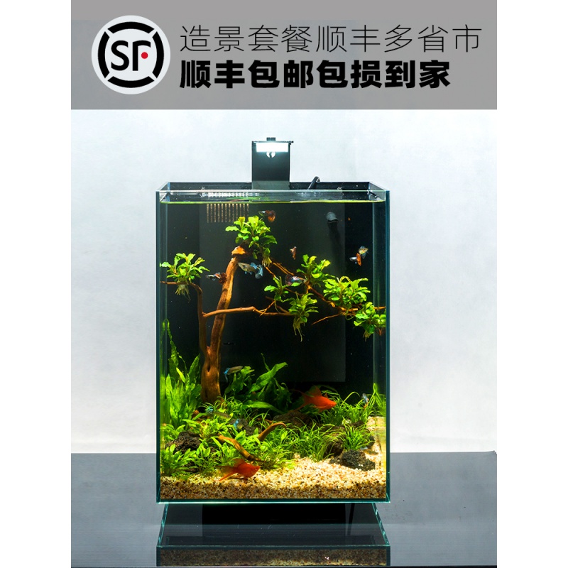 自循环生态鱼缸小型造景套餐家用客厅北欧风办公桌面水族箱高清大图