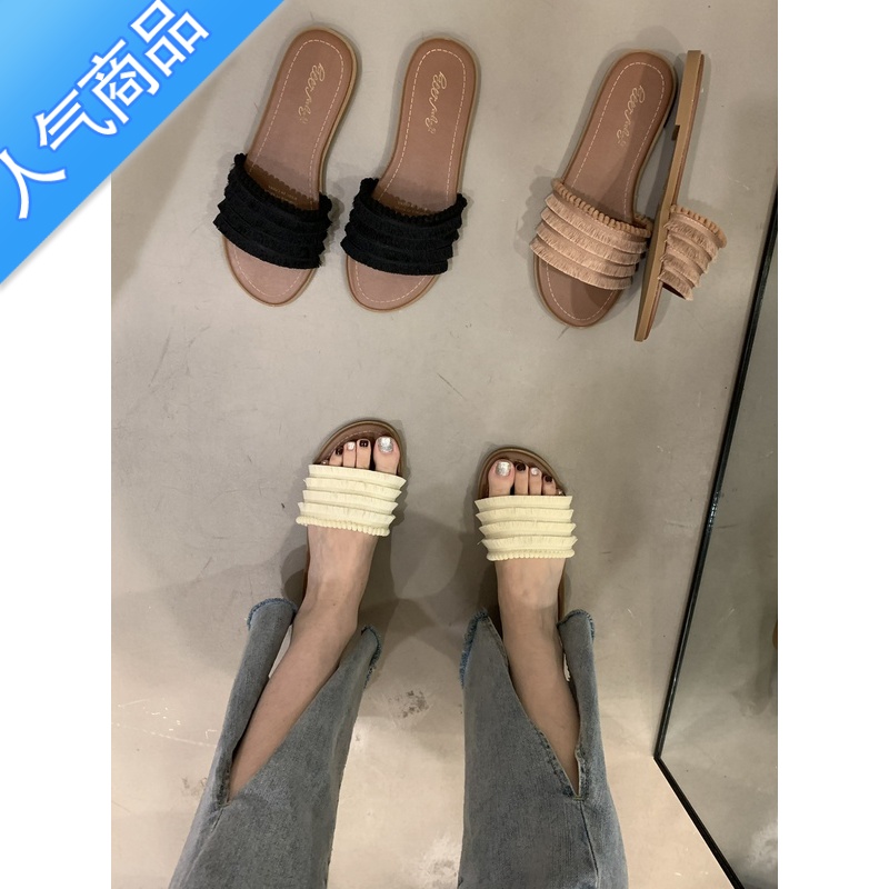 SUNTEK凉拖鞋女2023年夏外穿流苏拖鞋网红度假百搭平底沙滩凉鞋一字拖鞋高清大图