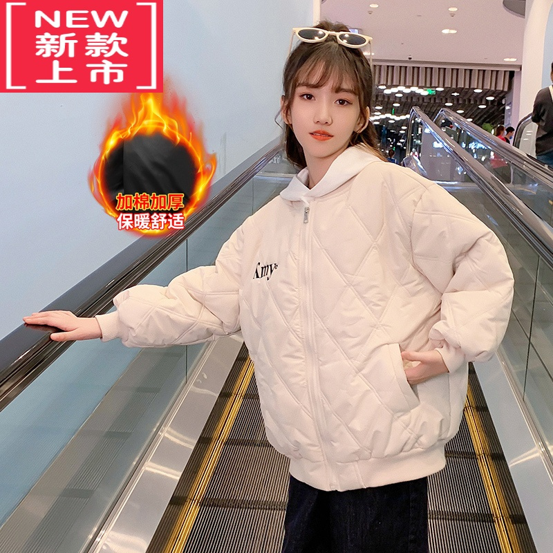 可莉允女童加棉外套冬装2022新款洋气儿童装时髦棉服女孩加厚棒球服冬季