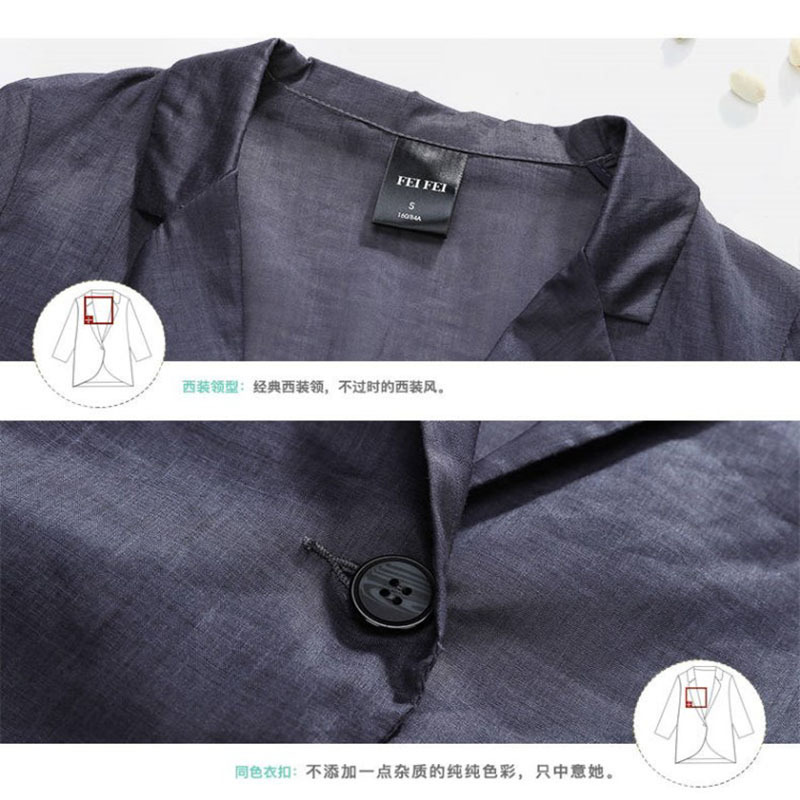 2019春夏季薄款棉麻亚麻简约休闲女士西服宽松小西装短外套上衣