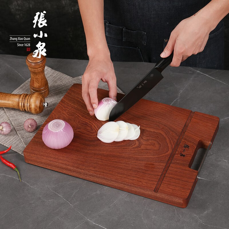 张小泉菜板砧板实木案板整木乌檀木加厚方形切菜墩不易发霉擀面板剁肉板高清大图