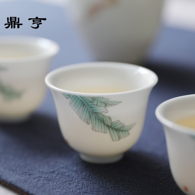 鼎亨春泥玉泥手绘景德镇陶瓷薄胎主人杯品茗杯泡茶杯功夫花神茶杯