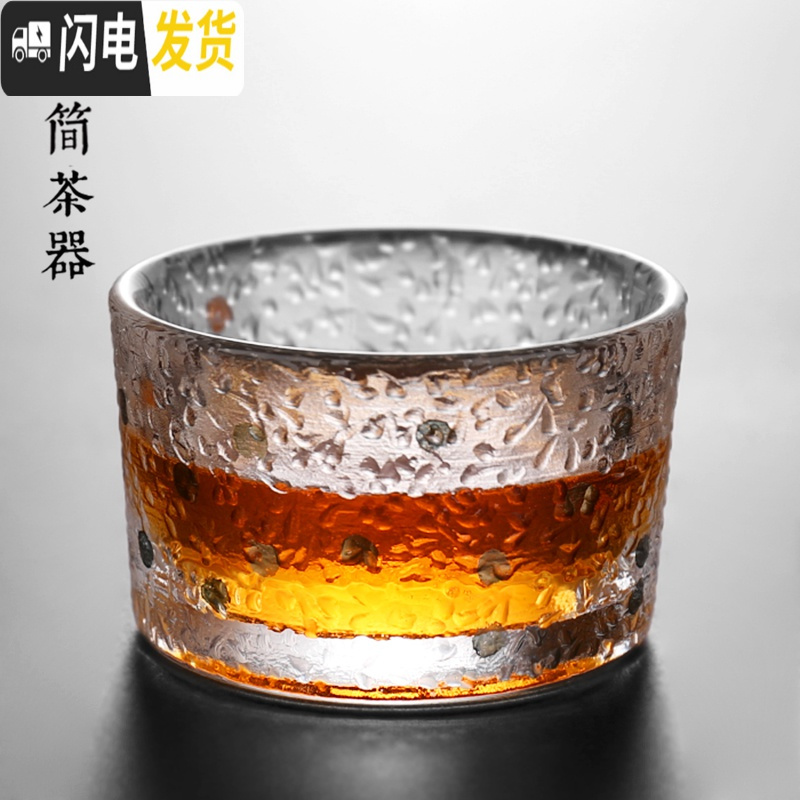 三维工匠日式描金玻璃小茶杯耐热迷你锤纹主人杯品茗单杯茶盏功夫茶碗茶具 核桃纹[描金边]50满4只8折2只9折高清大图