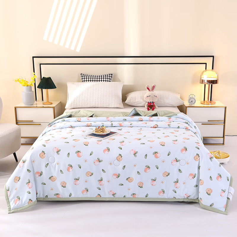 约克罗兰 小竺棉清风夏被飞边印花夏凉被空调被YK5204 平安果 150cm*200cm