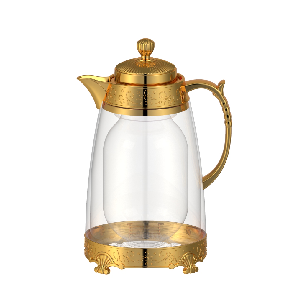 FULL大容量茶壶中古复古玻璃冷水壶家用水壶豪华手提按压式玻璃壶