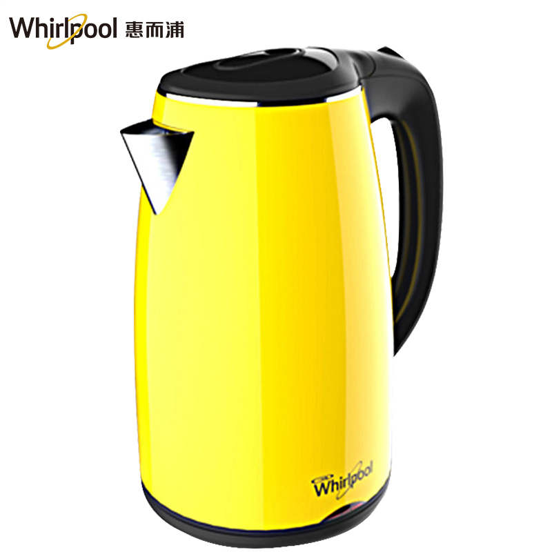 惠而浦(Whirlpool)电水壶WEK-MS171G 芒果黄1.7L大容量双层防烫大开口易清洗