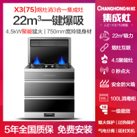 长虹 JJZT-X3(750宽)22m³集成灶 高配 厨房一体式灶家用环保灶自动清洗油烟机侧吸式大吸力烟灶消套装天然气