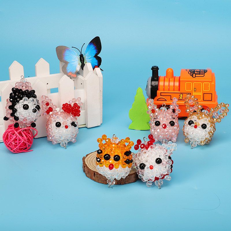 水晶大头兔子粉色材料包手工串珠编织水晶挂件饰品材料包制作创意卡通