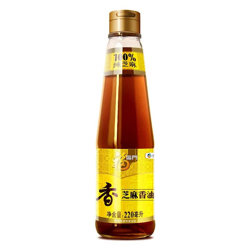 福临门纯芝麻香油压榨一级 凉拌调味芝麻油烹饪 中粮出品 220mL*2瓶
