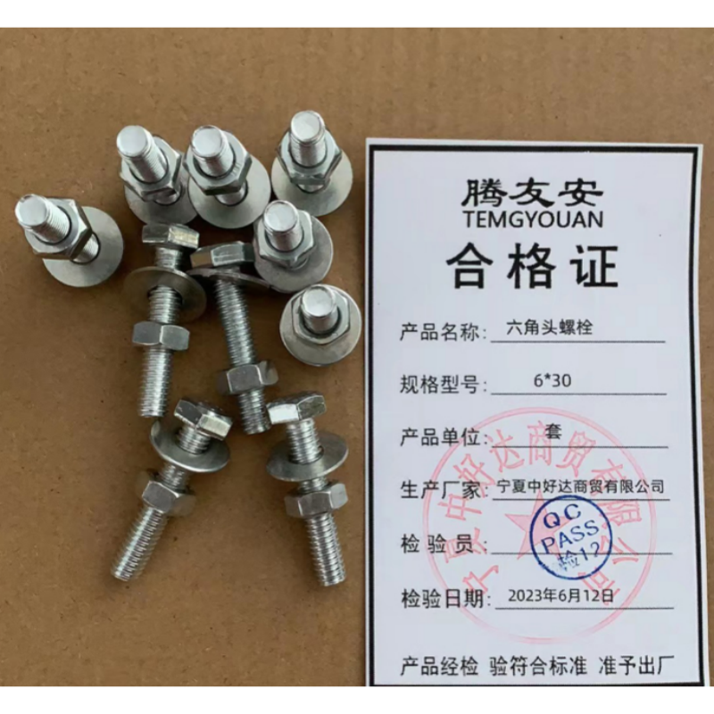 腾友安 六角头螺杆(含螺母垫片)/6*30 /套高清大图