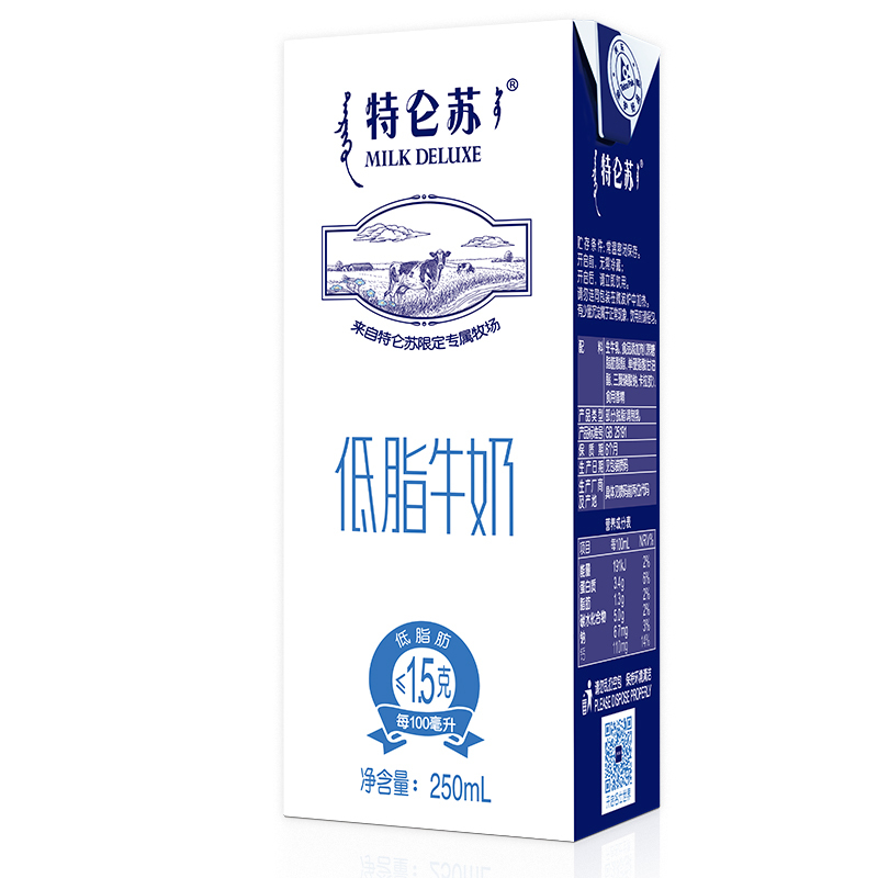 蒙牛 特仑苏低脂纯牛奶 250ml*12盒