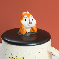 贝瑟斯 创意陶瓷杯 可爱卡通马克杯 咖啡杯牛奶杯 杯子带盖带勺