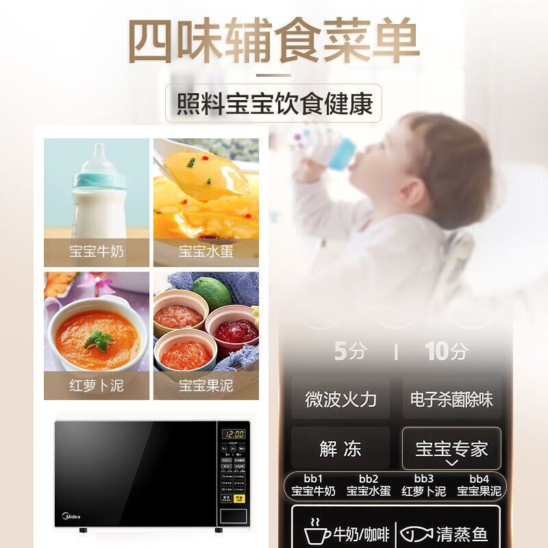 美的(Midea)家用微波炉全自动多功能微波炉微蒸烤炸微波炉家用智能解冻20L PM2001高清大图