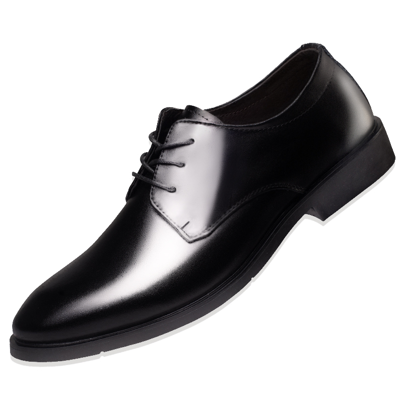 春秋季青年英伦休闲商务正装皮鞋男鞋婚鞋黑色单鞋防滑防水工作鞋