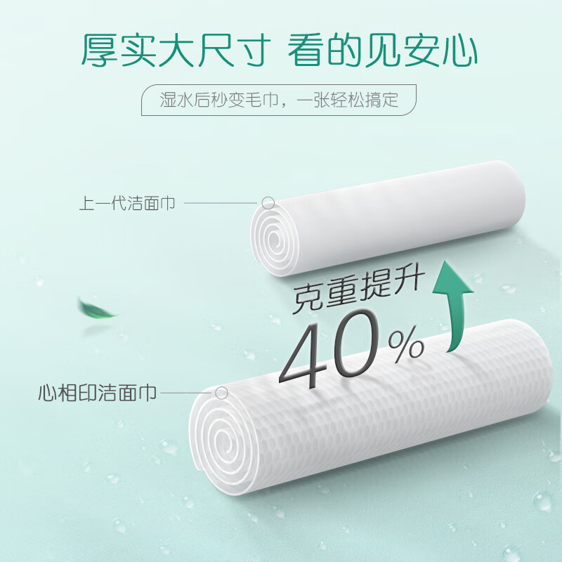 心相印棉柔系列60片装洗脸巾3袋装(卷式袋装)(TT)(5件起订)高清大图