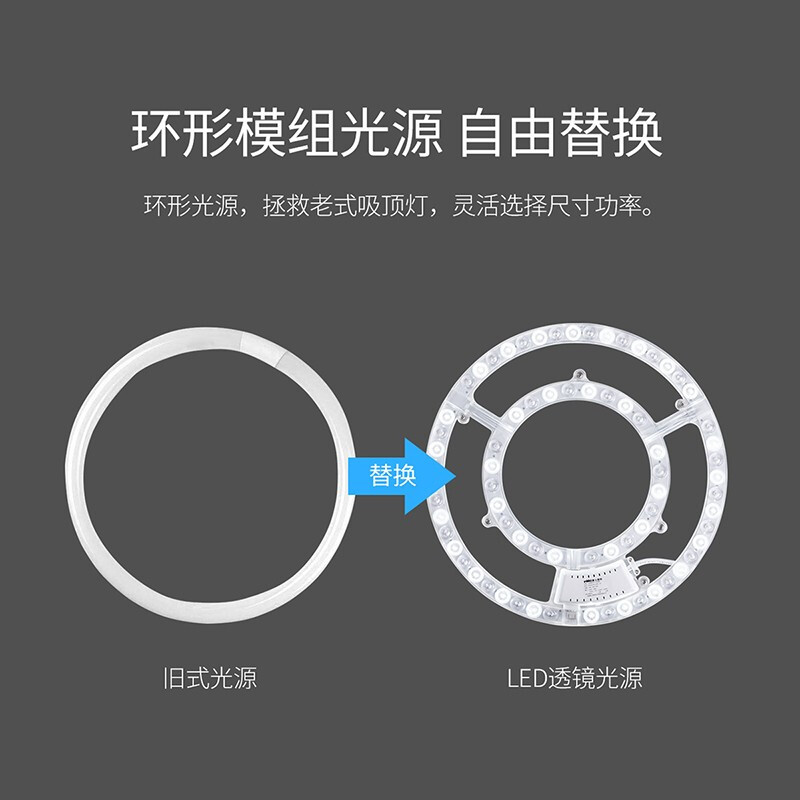 雷士照明LED光源改造灯替换光源模组圆形灯珠灯泡吸顶灯灯芯卧室客厅家用灯盘高清大图