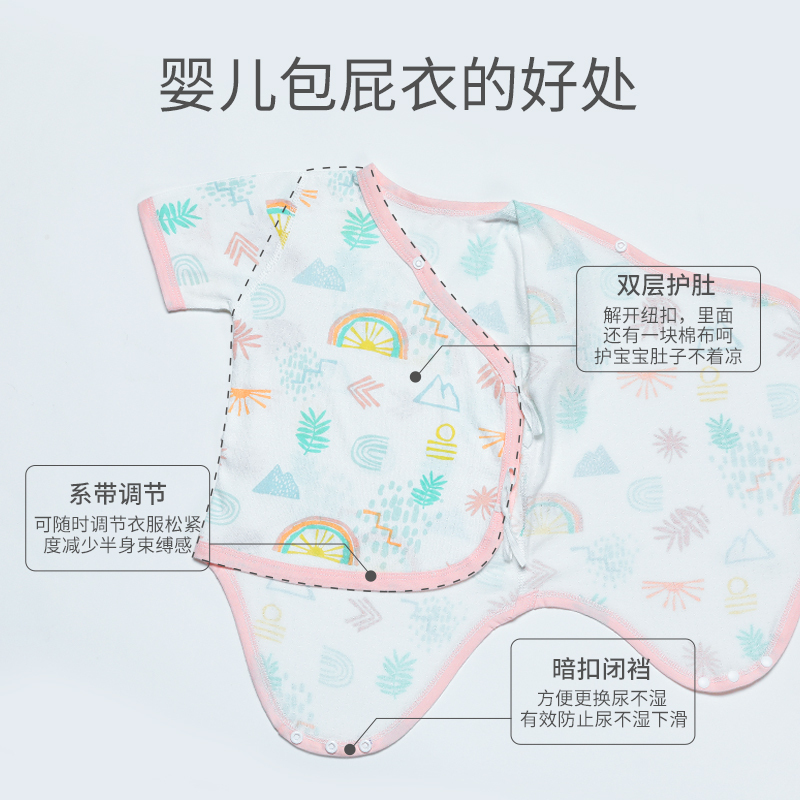 欧孕新生婴儿包屁衣夏季薄款儿童家居服竹纤维连体衣夏装短袖三角哈衣