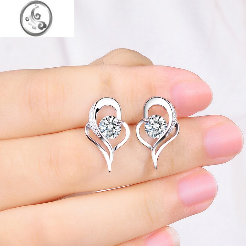 JiMiPT950铂金耳钉女爱心耳环白金耳饰轻奢小众设计高级感耳坠送女友 对你心动