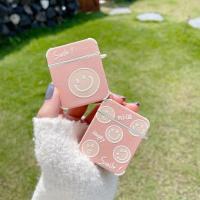 ins粉色笑脸苹果AirPods1/2代无线蓝牙耳机皮质保护套苹果pro3代 AirPods1/2代 红色tpu加配件