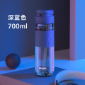 飞利浦（PHILIPS） 运动水杯Tritan大容量健身水壶夏季耐高温便携带吸管男女士杯子 吸管款深蓝色700ml 统一规格