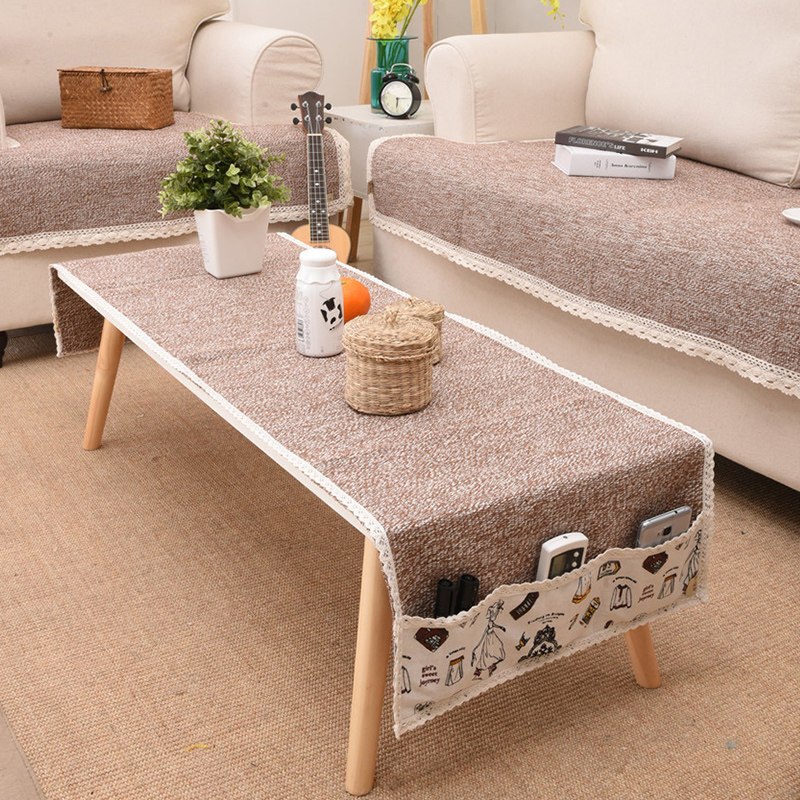茶几桌布长方形棉麻布艺现代简约客厅小清新盖布收纳多功能茶几垫