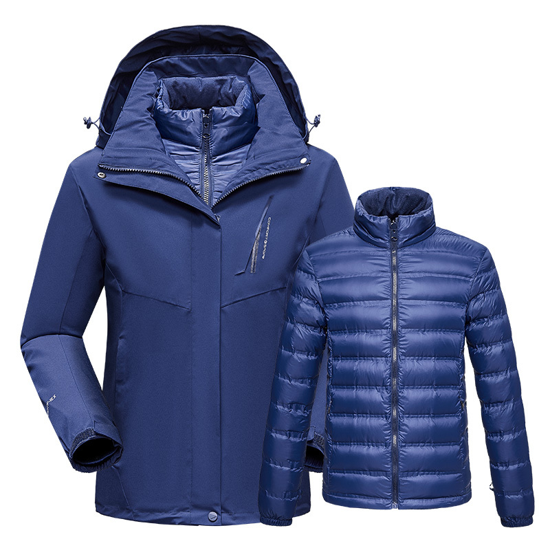 吉普盾男士夹克三合一羽绒内胆冲锋保暖外套秋冬户外御寒防风情侣款