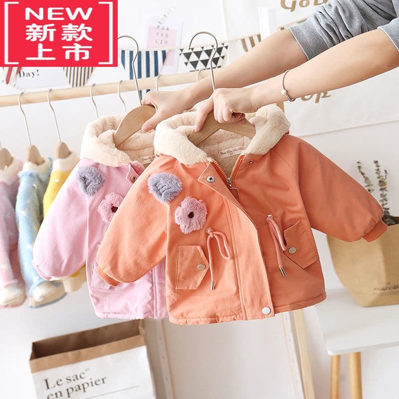 可莉允女童派克服2022新款儿童外套秋冬装宝宝加绒棉服中长款抽绳厚棉衣图片