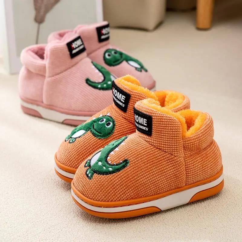 2021新款儿童棉鞋冬季加绒保暖韩版时尚可爱卡通儿童毛毛鞋软底小孩包