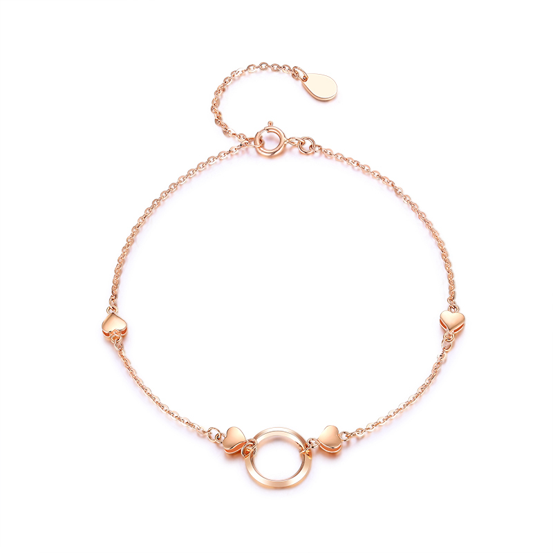 crd克徕帝k金手链女简约玫瑰金心型手链彩金送女友