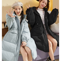唐狮冬季新款羽绒服女中长款设计感小众白色连帽厚外套潮流