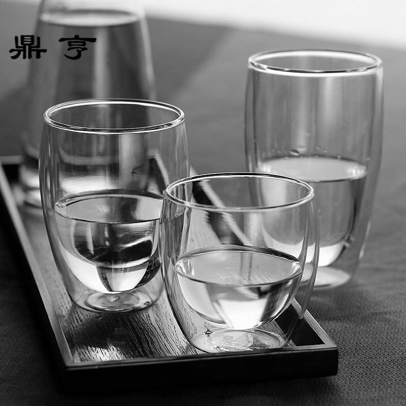 鼎亨卡普双层玻璃杯耐热耐高温水杯牛奶杯果汁杯茶杯冰淇淋杯口杯