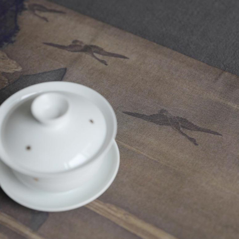 美帮汇古画棉麻小茶席餐垫香炉茶道香道垫麻布廷中式桌旗茶垫高清大图